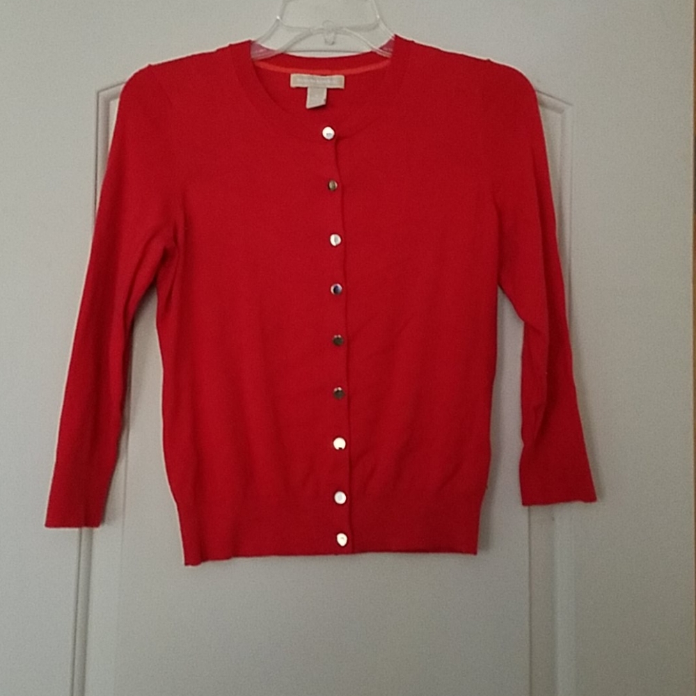 Red cardigan sweater